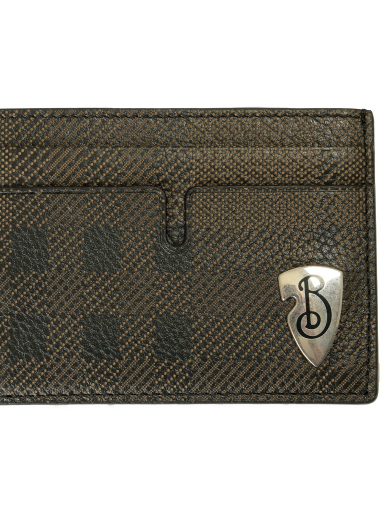 Burberry Sandon Leather Silver Logo Card Case Holder